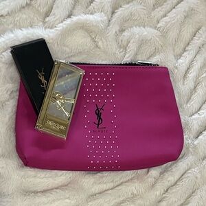 BUNDLE DEAL- Pink Cosmetic Bag and YSL GOLD MIRROR